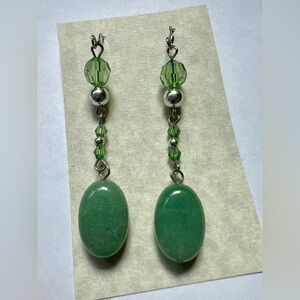Green Stone Dangle Earrings
